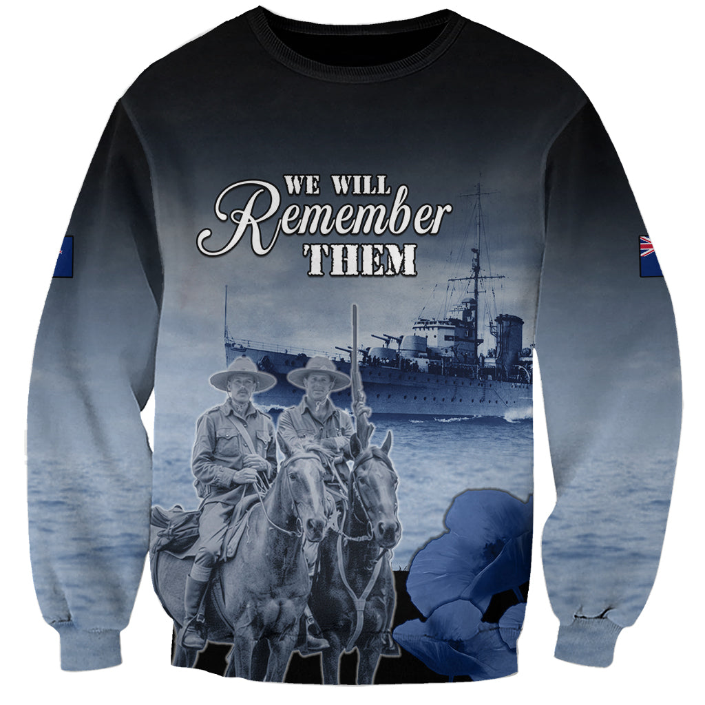 New Zealand ANZAC Day Sweatshirt HMNZS Achilles We Will Remember Them