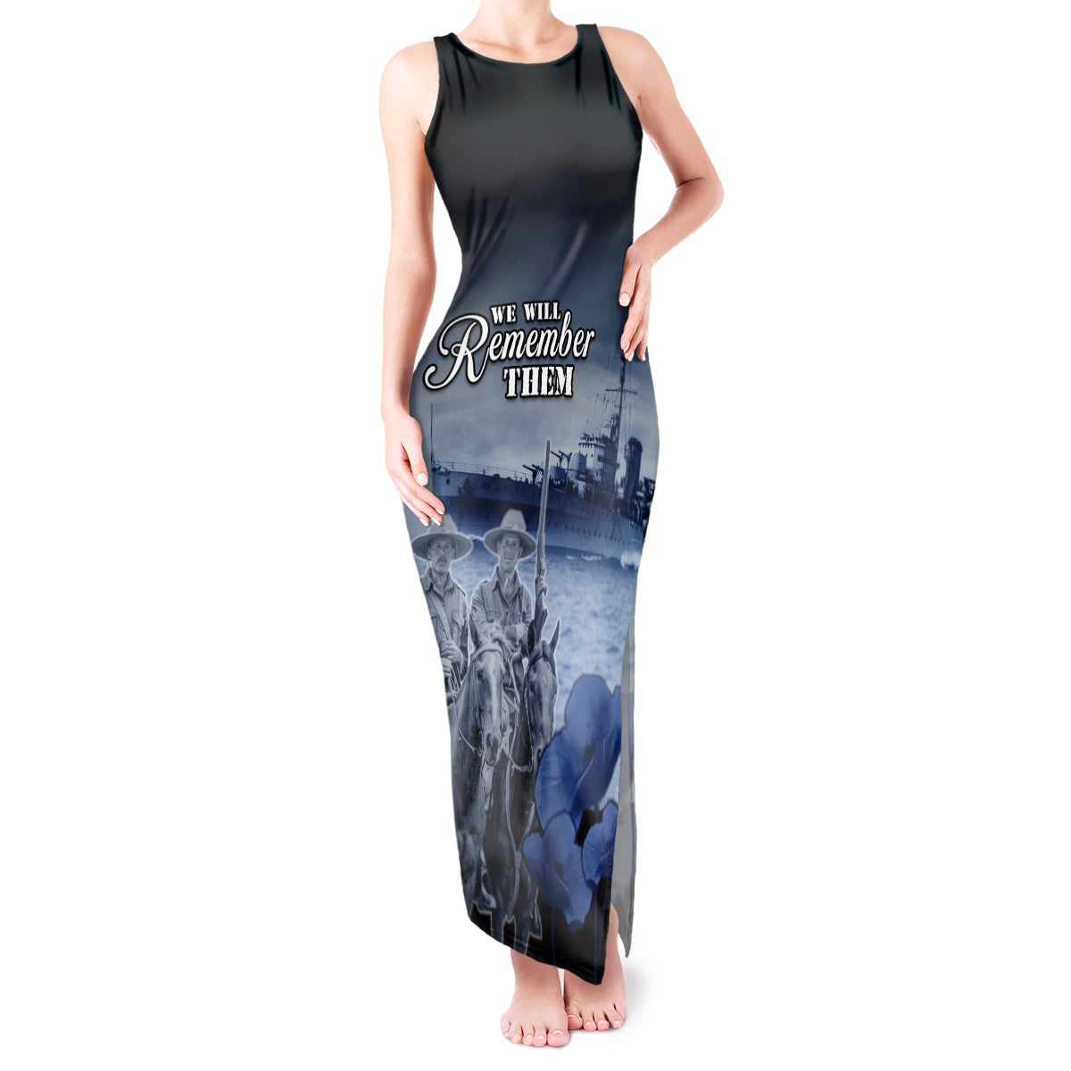 New Zealand ANZAC Day Tank Maxi Dress HMNZS Achilles We Will Remember Them