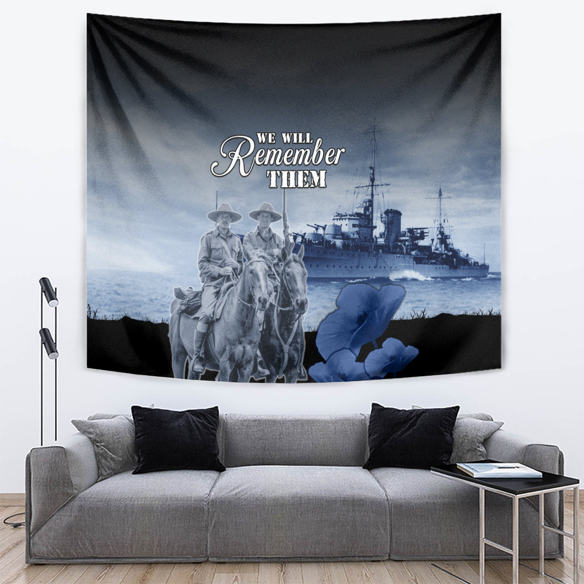 New Zealand ANZAC Day Tapestry HMNZS Achilles We Will Remember Them