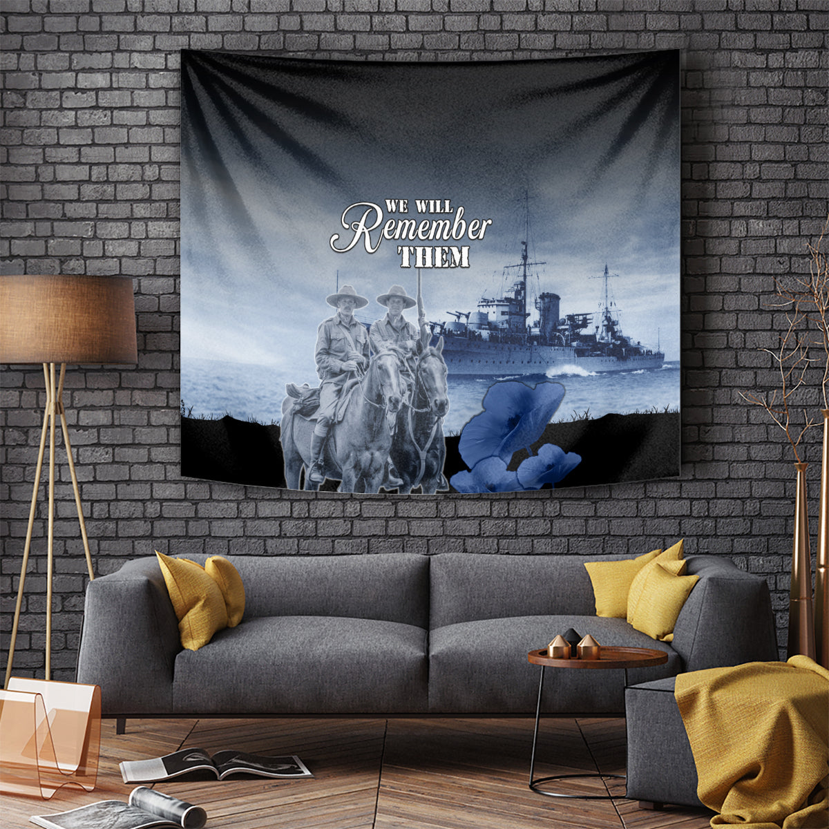 New Zealand ANZAC Day Tapestry HMNZS Achilles We Will Remember Them