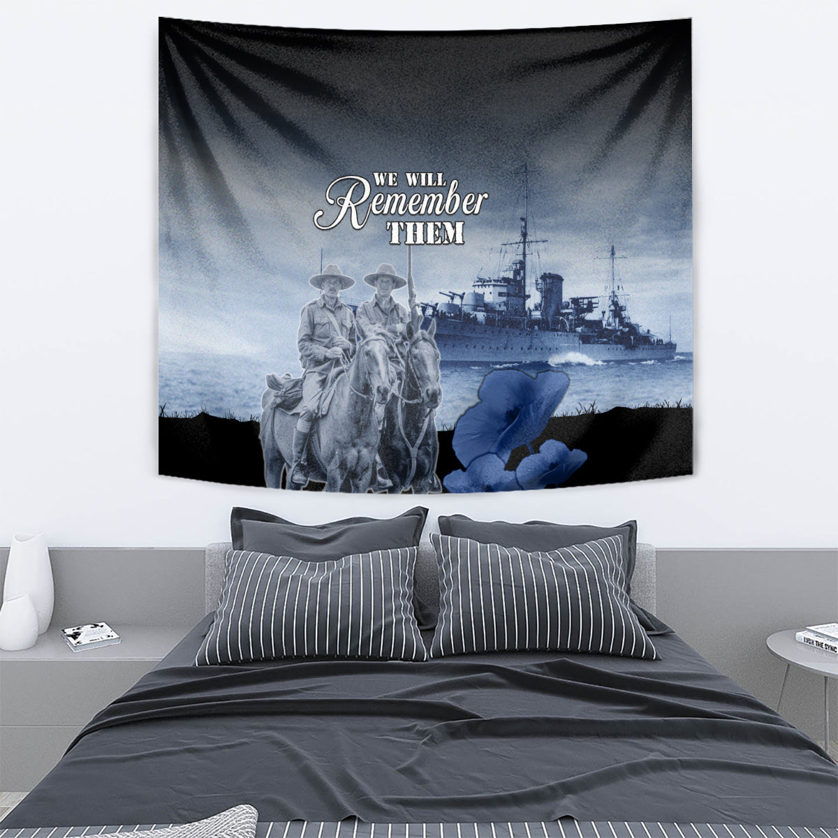 New Zealand ANZAC Day Tapestry HMNZS Achilles We Will Remember Them