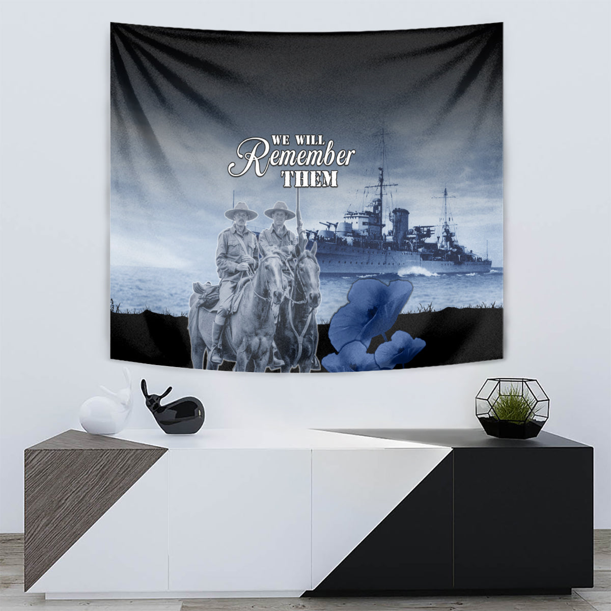New Zealand ANZAC Day Tapestry HMNZS Achilles We Will Remember Them