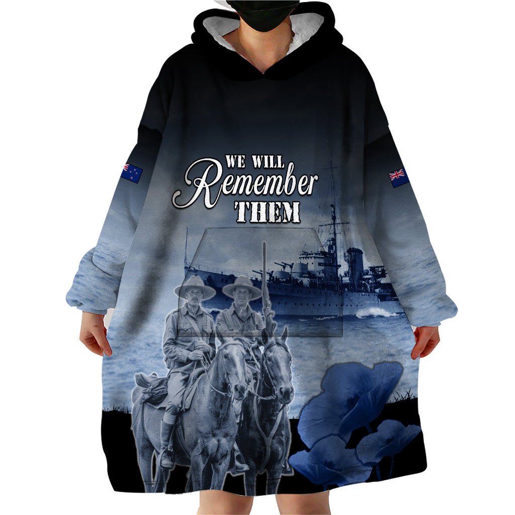 New Zealand ANZAC Day Wearable Blanket Hoodie HMNZS Achilles We Will Remember Them
