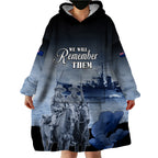 New Zealand ANZAC Day Wearable Blanket Hoodie HMNZS Achilles We Will Remember Them
