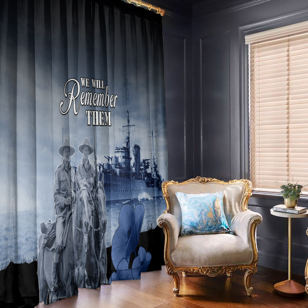 New Zealand ANZAC Day Window Curtain HMNZS Achilles We Will Remember Them