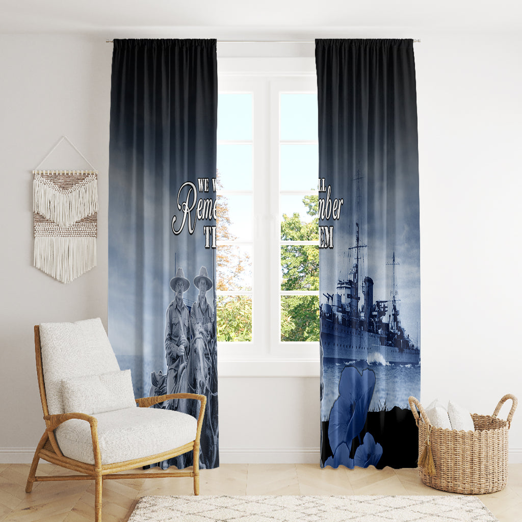 New Zealand ANZAC Day Window Curtain HMNZS Achilles We Will Remember Them