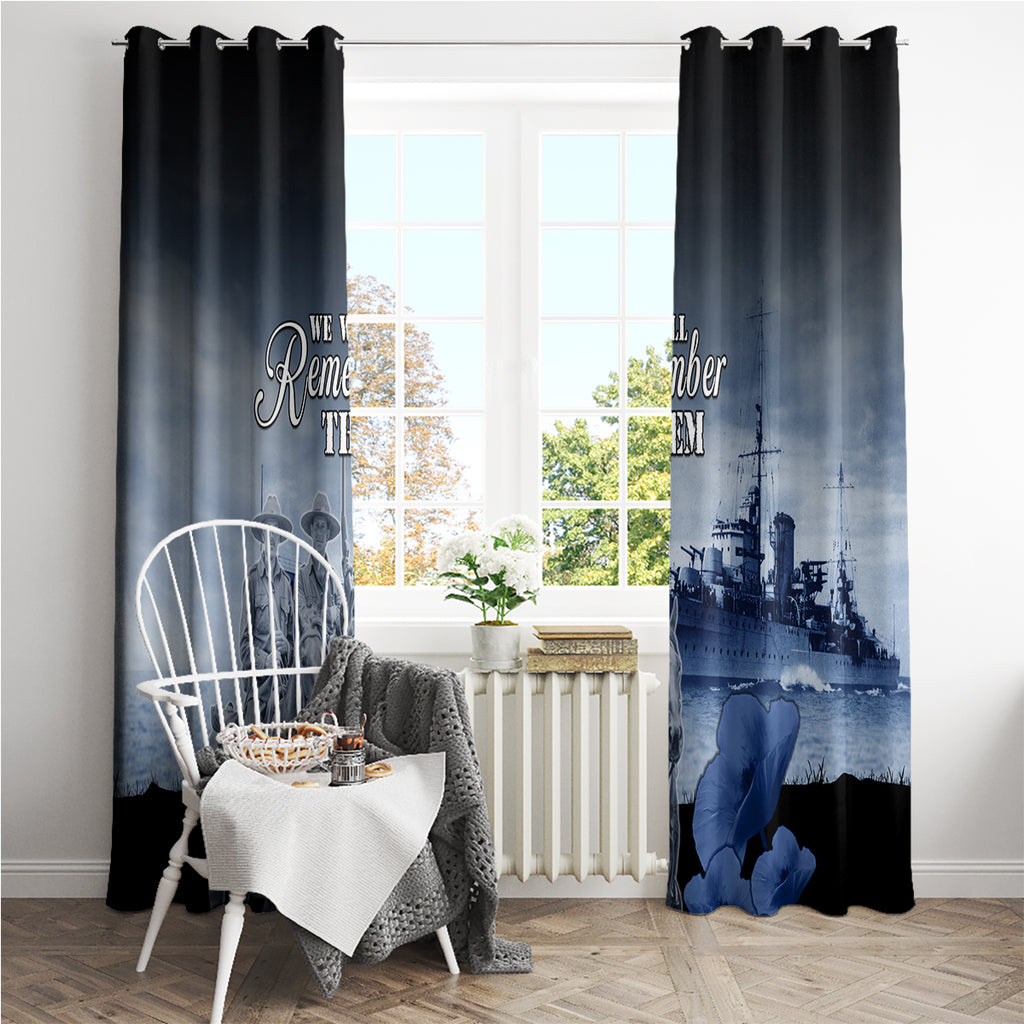 New Zealand ANZAC Day Window Curtain HMNZS Achilles We Will Remember Them