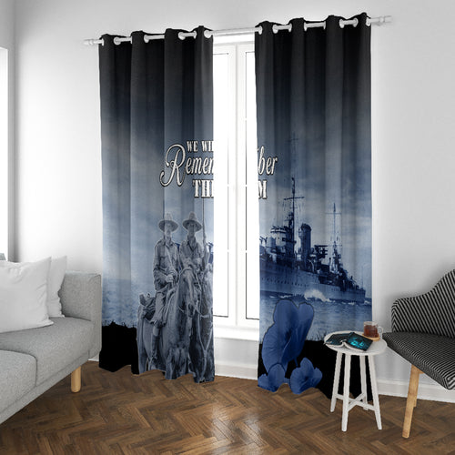 New Zealand ANZAC Day Window Curtain HMNZS Achilles We Will Remember Them