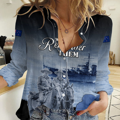 New Zealand ANZAC Day Women Casual Shirt HMNZS Achilles We Will Remember Them
