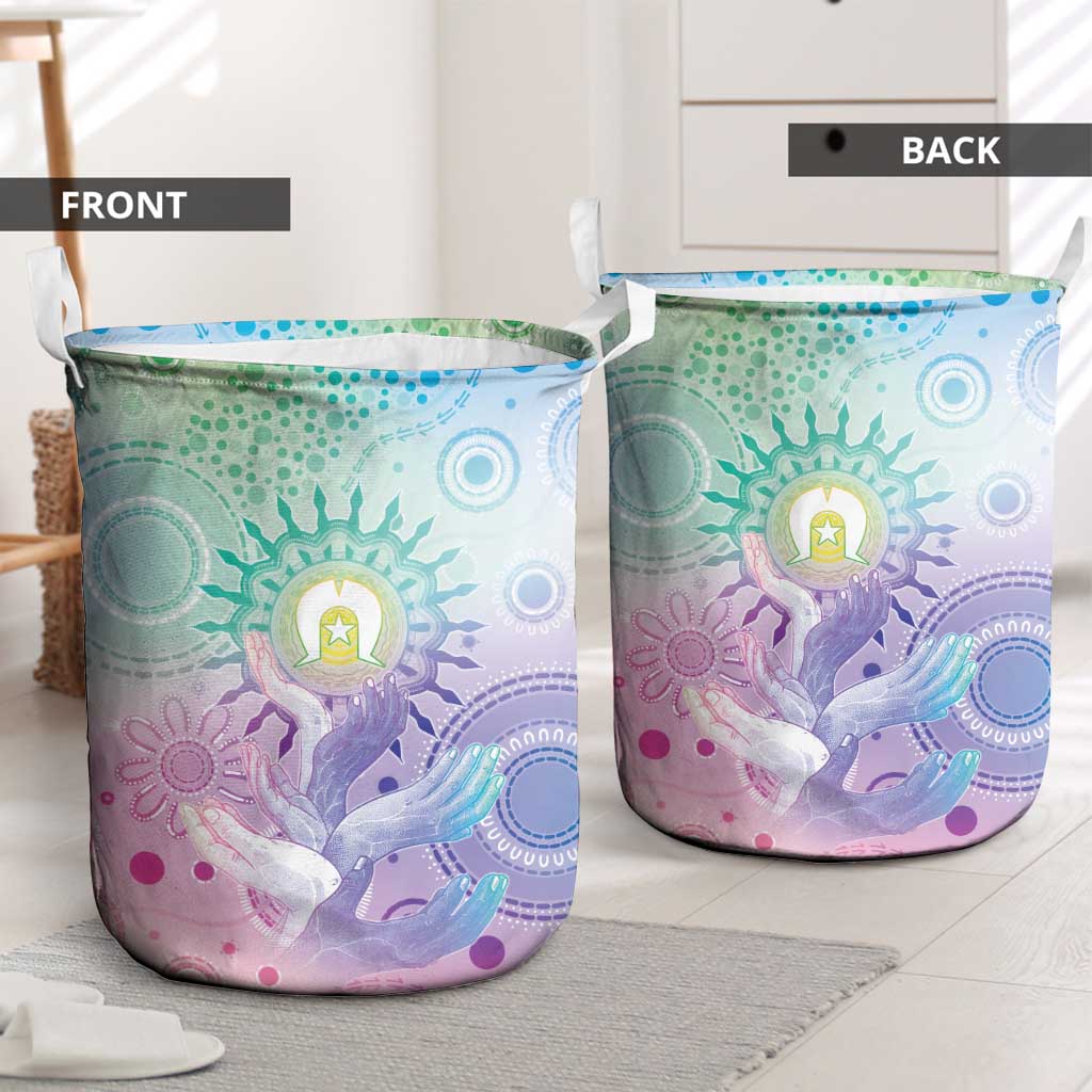 Aussie NAIDOC Week Laundry Basket Pastel Aboriginal Dot Art