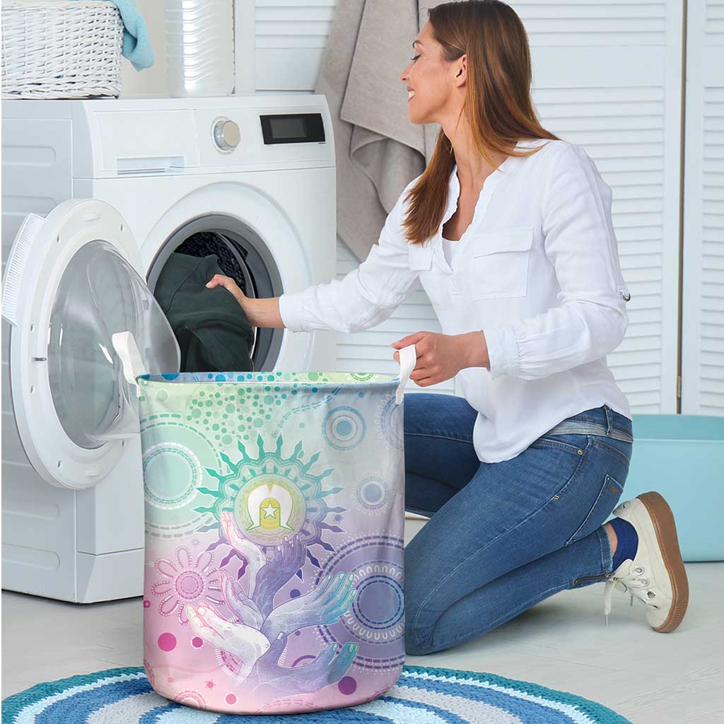 Aussie NAIDOC Week Laundry Basket Pastel Aboriginal Dot Art