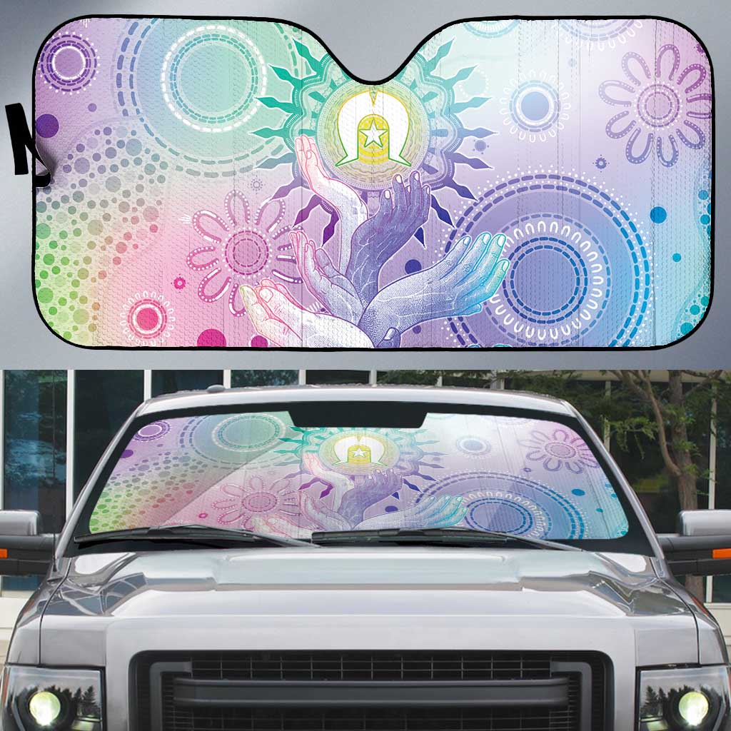Aussie NAIDOC Week Auto Sun Shade Pastel Aboriginal Dot Art