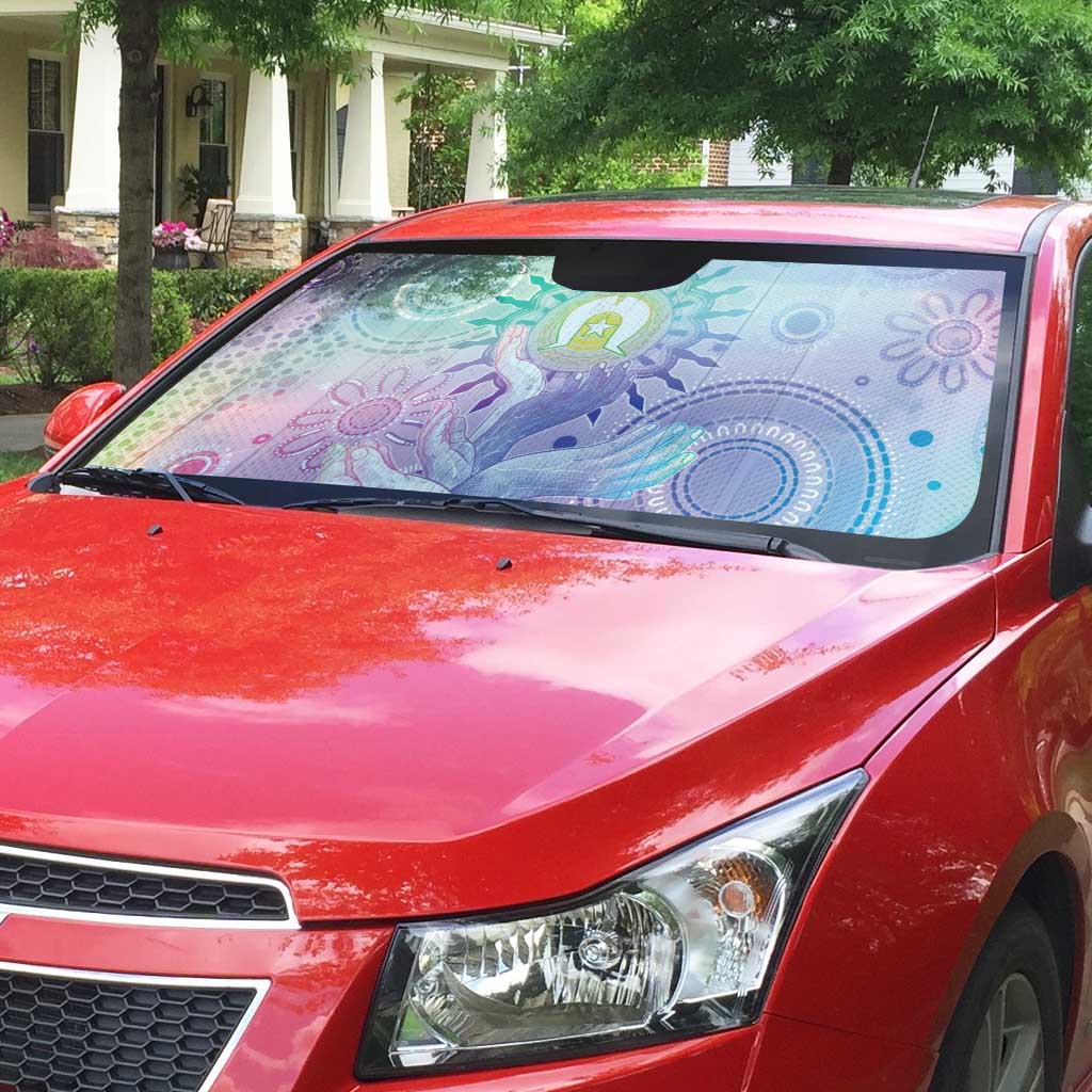 Aussie NAIDOC Week Auto Sun Shade Pastel Aboriginal Dot Art