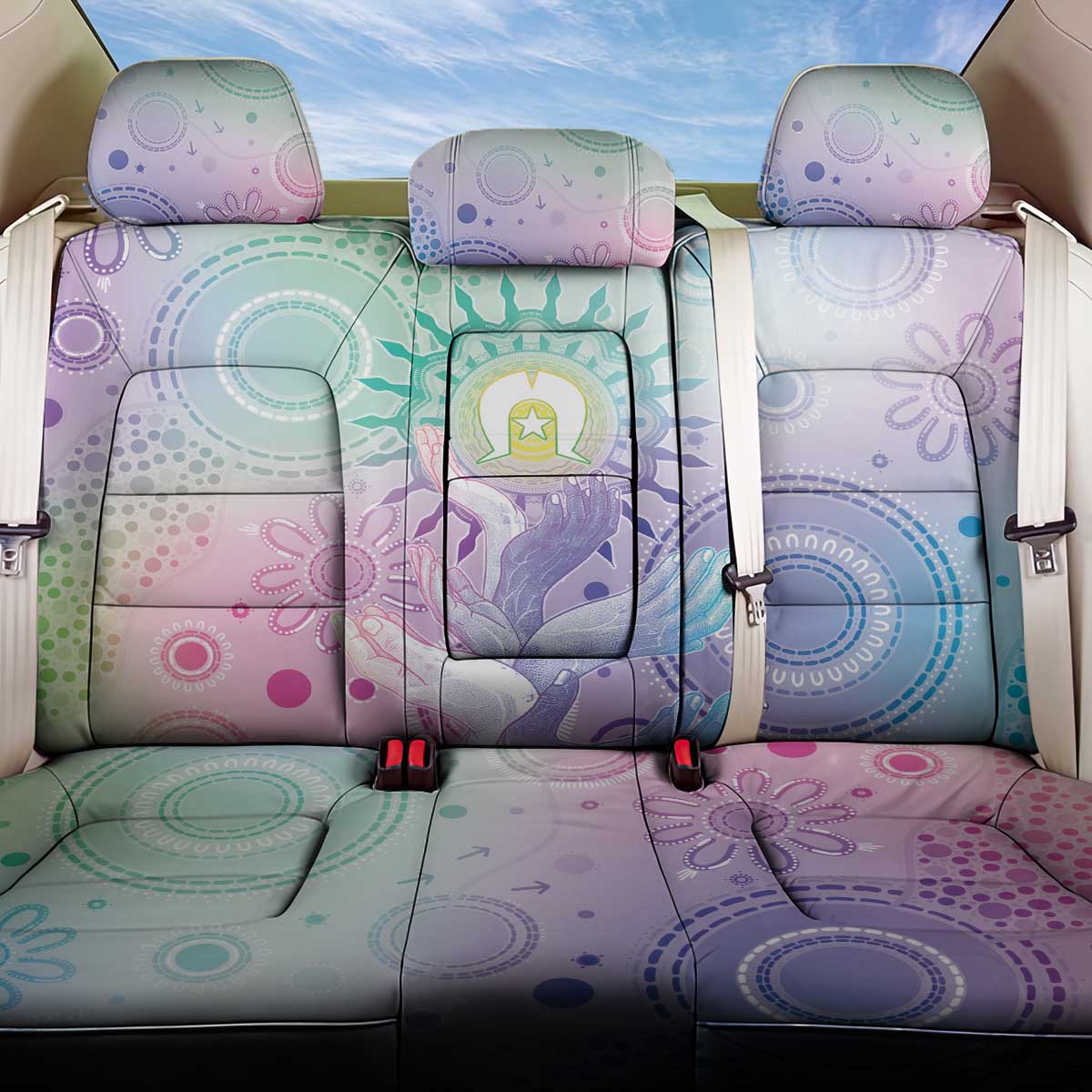 Aussie NAIDOC Week Back Car Seat Cover Pastel Aboriginal Dot Art