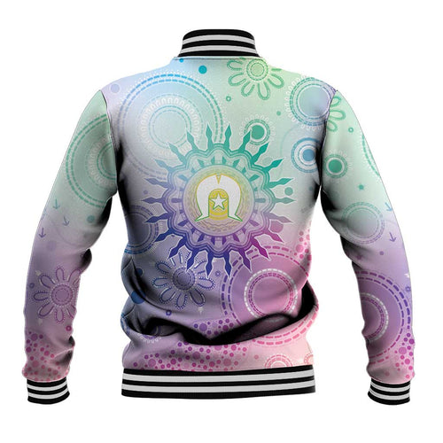Aussie NAIDOC Week Baseball Jacket Pastel Aboriginal Dot Art