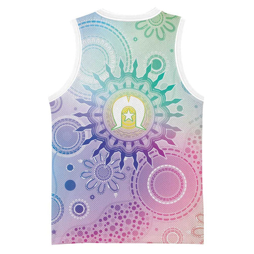 Aussie NAIDOC Week Basketball Jersey Pastel Aboriginal Dot Art