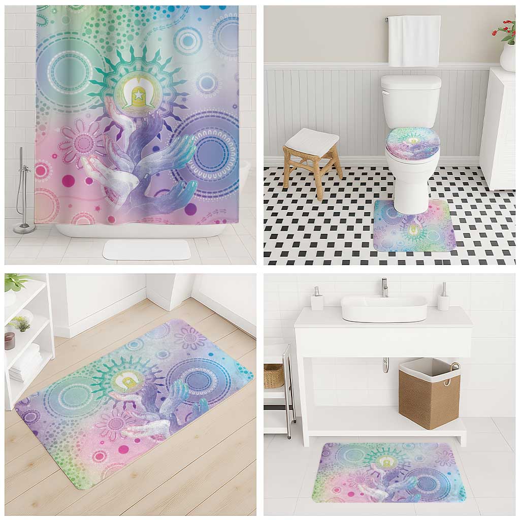 Aussie NAIDOC Week Bathroom Set Pastel Aboriginal Dot Art