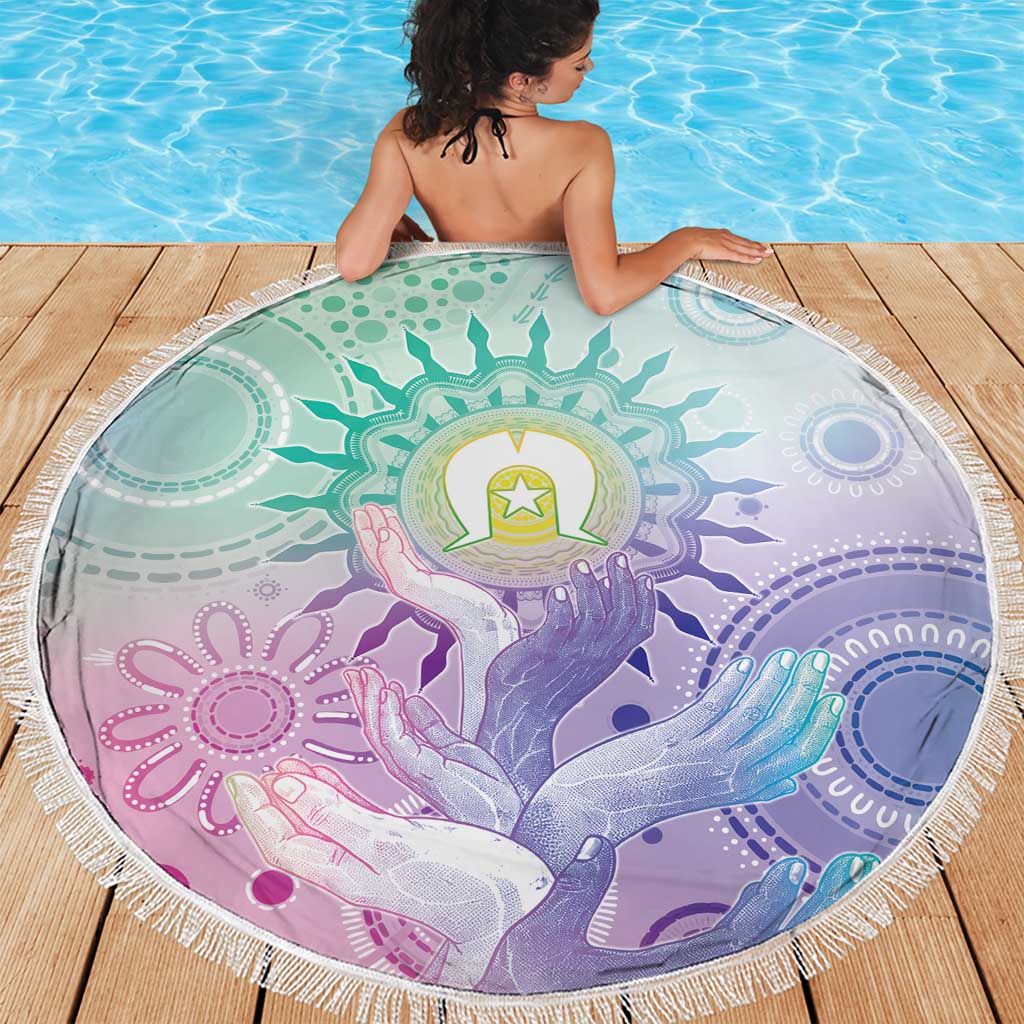 Aussie NAIDOC Week Beach Blanket Pastel Aboriginal Dot Art