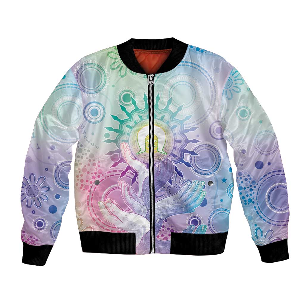 Aussie NAIDOC Week Bomber Jacket Pastel Aboriginal Dot Art