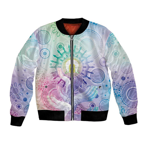 Aussie NAIDOC Week Bomber Jacket Pastel Aboriginal Dot Art