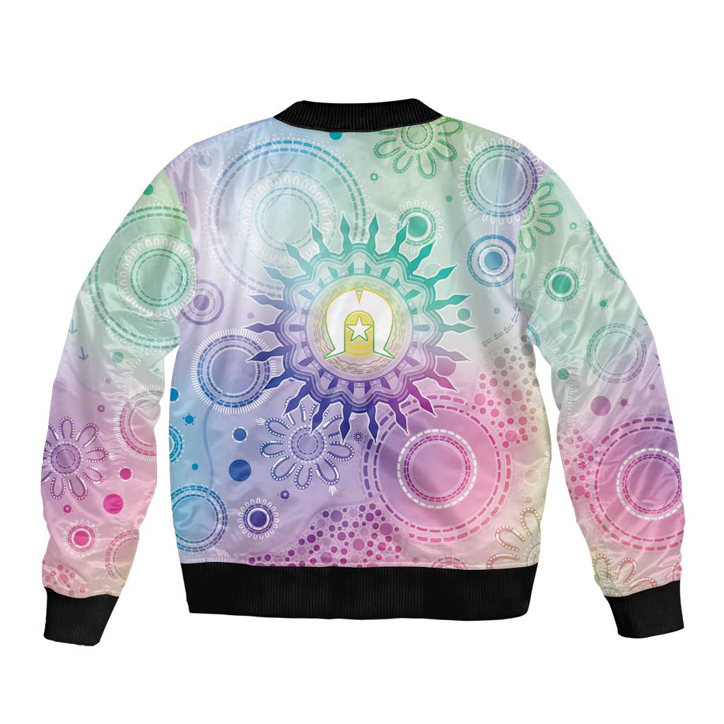 Aussie NAIDOC Week Bomber Jacket Pastel Aboriginal Dot Art
