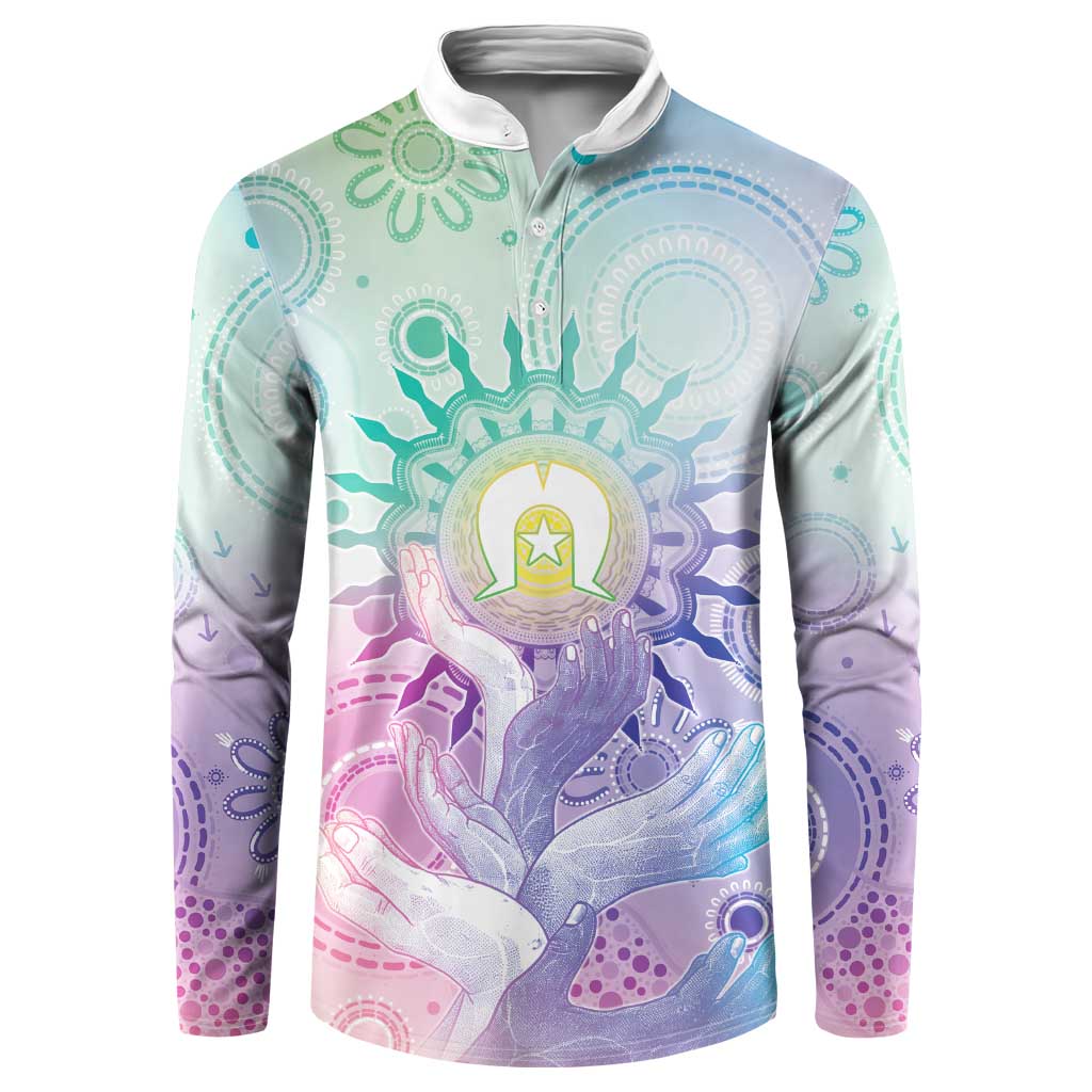 Aussie NAIDOC Week Button Sweatshirt Pastel Aboriginal Dot Art