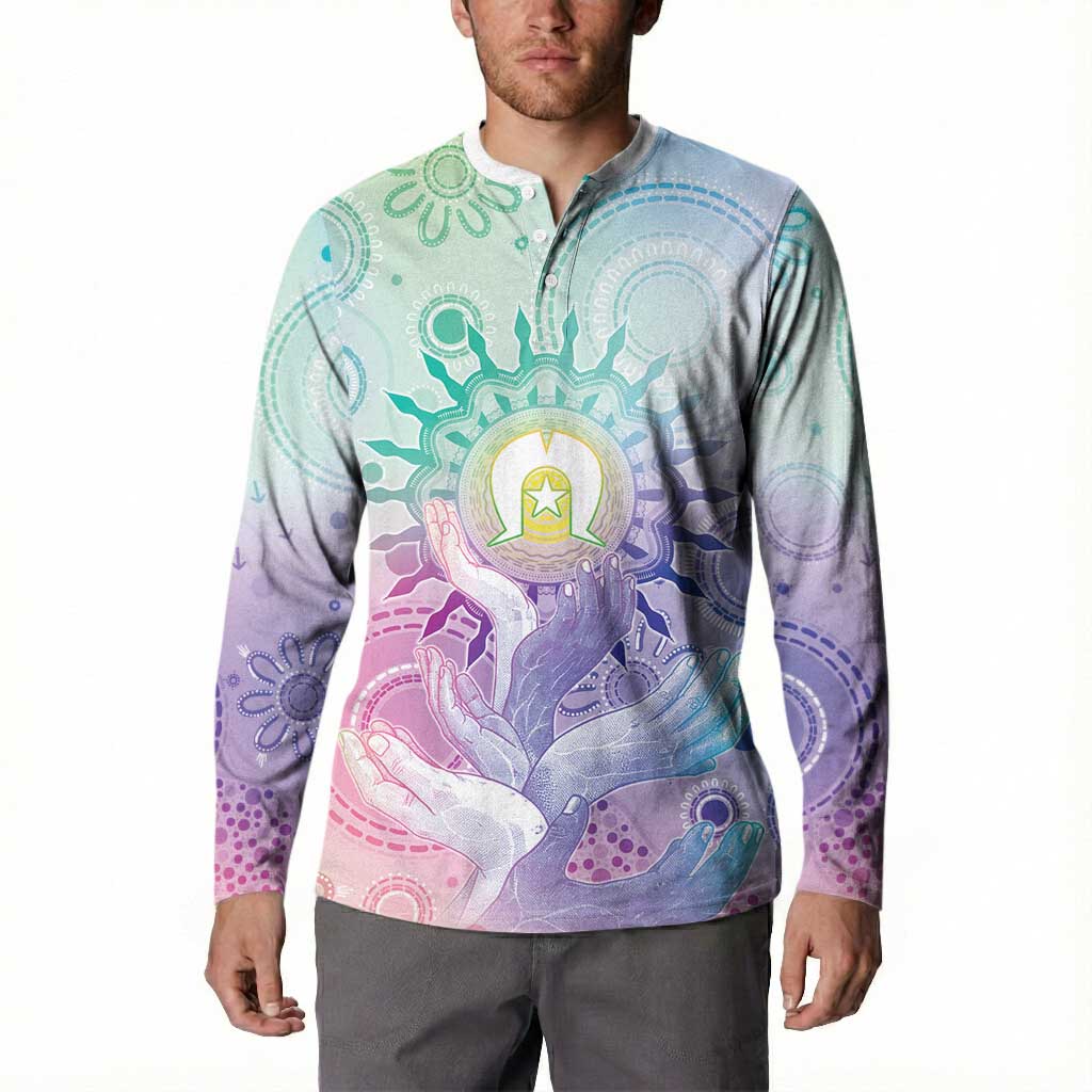 Aussie NAIDOC Week Button Sweatshirt Pastel Aboriginal Dot Art