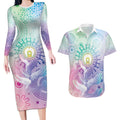Aussie NAIDOC Week Couples Matching Long Sleeve Bodycon Dress and Hawaiian Shirt Pastel Aboriginal Dot Art