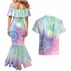 Aussie NAIDOC Week Couples Matching Mermaid Dress and Hawaiian Shirt Pastel Aboriginal Dot Art