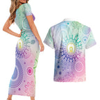 Aussie NAIDOC Week Couples Matching Short Sleeve Bodycon Dress and Hawaiian Shirt Pastel Aboriginal Dot Art