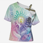 Aussie NAIDOC Week Cross Shoulder Shirt Pastel Aboriginal Dot Art