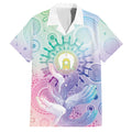 Aussie NAIDOC Week Family Matching Off Shoulder Short Dress and Hawaiian Shirt Pastel Aboriginal Dot Art