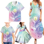 Aussie NAIDOC Week Family Matching Summer Maxi Dress and Hawaiian Shirt Pastel Aboriginal Dot Art