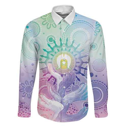 Aussie NAIDOC Week Family Matching Summer Maxi Dress and Hawaiian Shirt Pastel Aboriginal Dot Art
