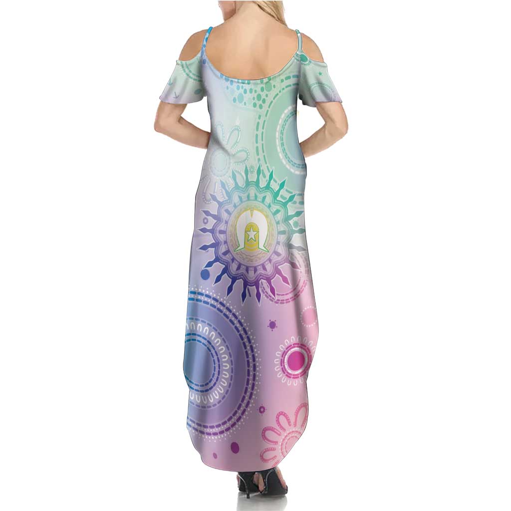 Aussie NAIDOC Week Family Matching Summer Maxi Dress and Hawaiian Shirt Pastel Aboriginal Dot Art