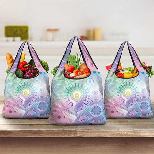 Aussie NAIDOC Week Grocery Bag Pastel Aboriginal Dot Art