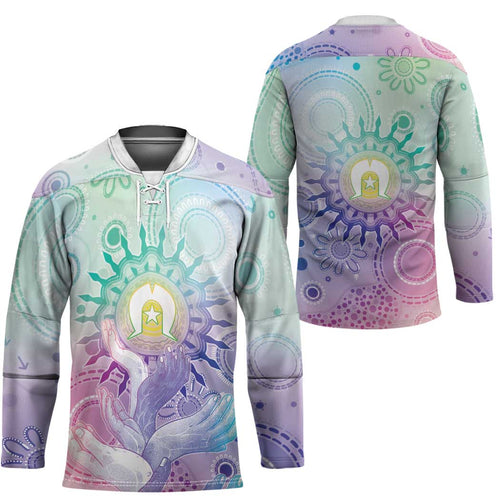 Aussie NAIDOC Week Hockey Jersey Pastel Aboriginal Dot Art
