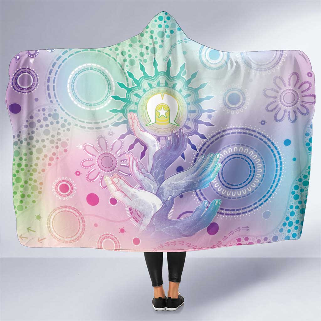 Aussie NAIDOC Week Hooded Blanket Pastel Aboriginal Dot Art
