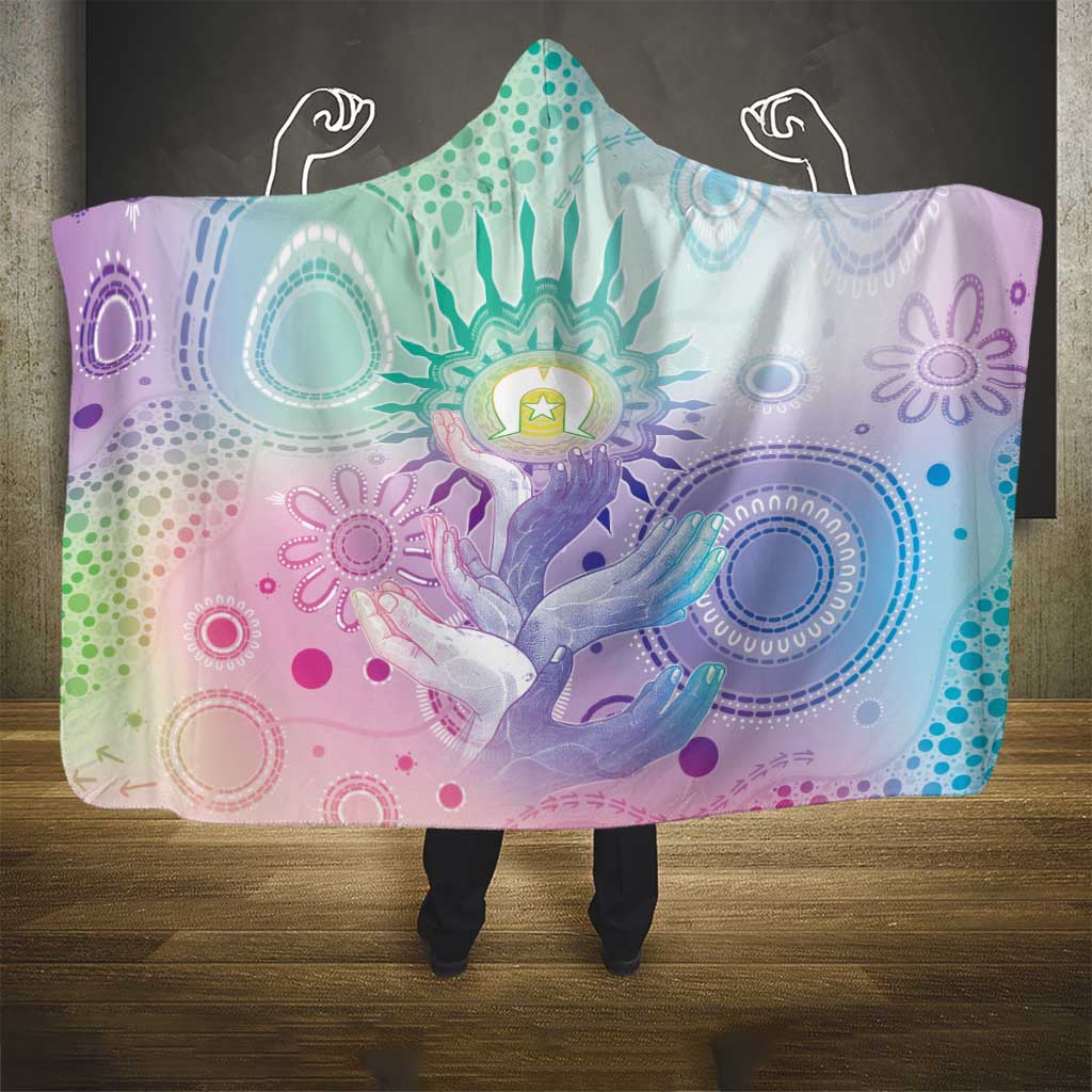 Aussie NAIDOC Week Hooded Blanket Pastel Aboriginal Dot Art