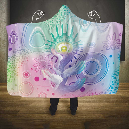 Aussie NAIDOC Week Hooded Blanket Pastel Aboriginal Dot Art