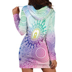 Aussie NAIDOC Week Hoodie Dress Pastel Aboriginal Dot Art