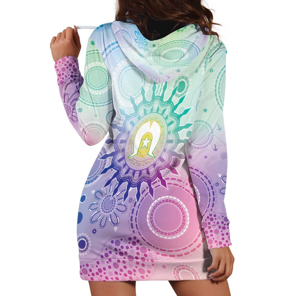 Aussie NAIDOC Week Hoodie Dress Pastel Aboriginal Dot Art