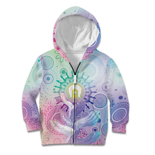 Aussie NAIDOC Week Kid Hoodie Pastel Aboriginal Dot Art