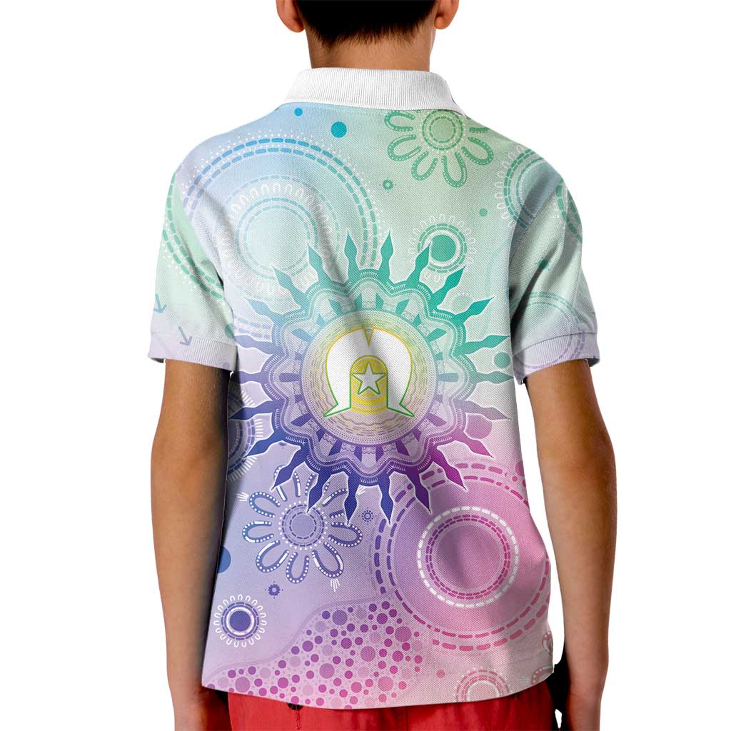 Aussie NAIDOC Week Kid Polo Shirt Pastel Aboriginal Dot Art