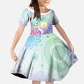 Aussie NAIDOC Week Kid Short Sleeve Dress Pastel Aboriginal Dot Art