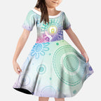 Aussie NAIDOC Week Kid Short Sleeve Dress Pastel Aboriginal Dot Art