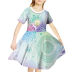 Aussie NAIDOC Week Kid Short Sleeve Dress Pastel Aboriginal Dot Art