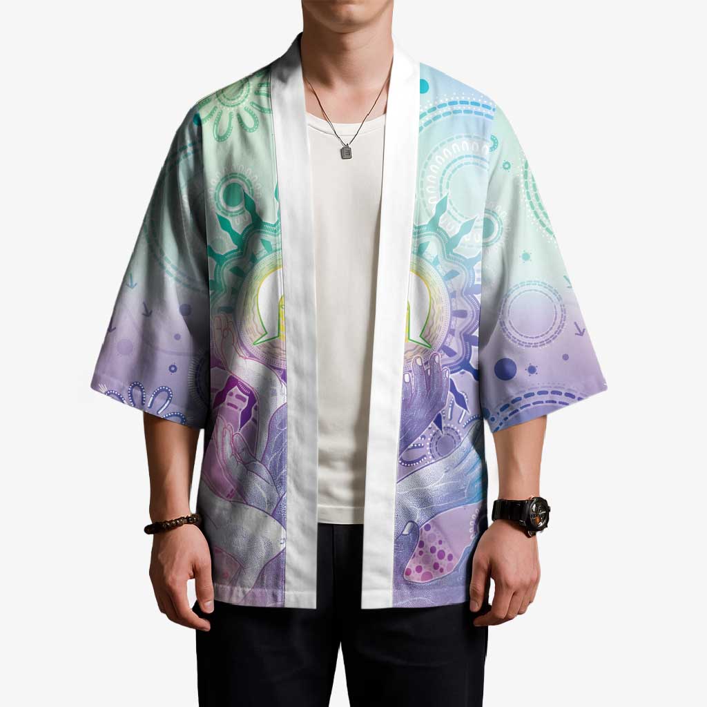 Aussie NAIDOC Week Kimono Pastel Aboriginal Dot Art