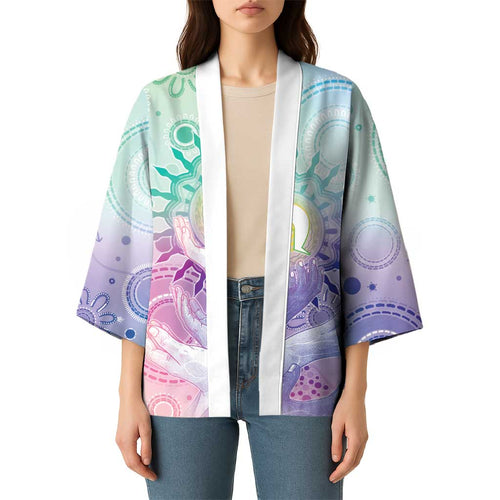 Aussie NAIDOC Week Kimono Pastel Aboriginal Dot Art