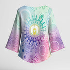 Aussie NAIDOC Week Kimono Sleeve Blouse Pastel Aboriginal Dot Art